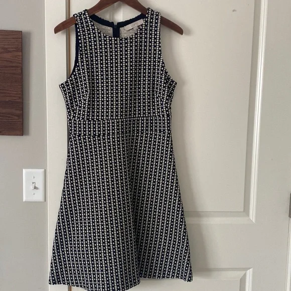 slim fit dress slacks Button-Accent Cotton Fit and Flare Dress – New York & Company main image 0